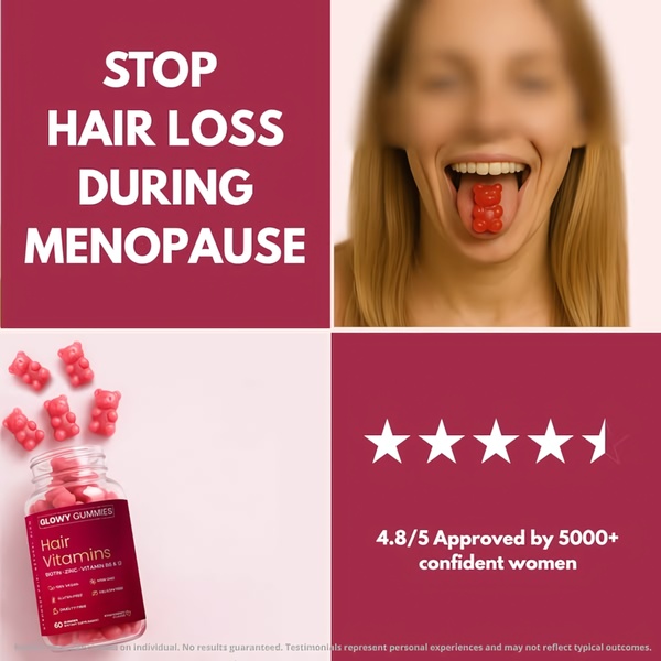 A square ad creative featuring a direct benefit headline, a product shot, and social proof in the form of a star rating and customer count.